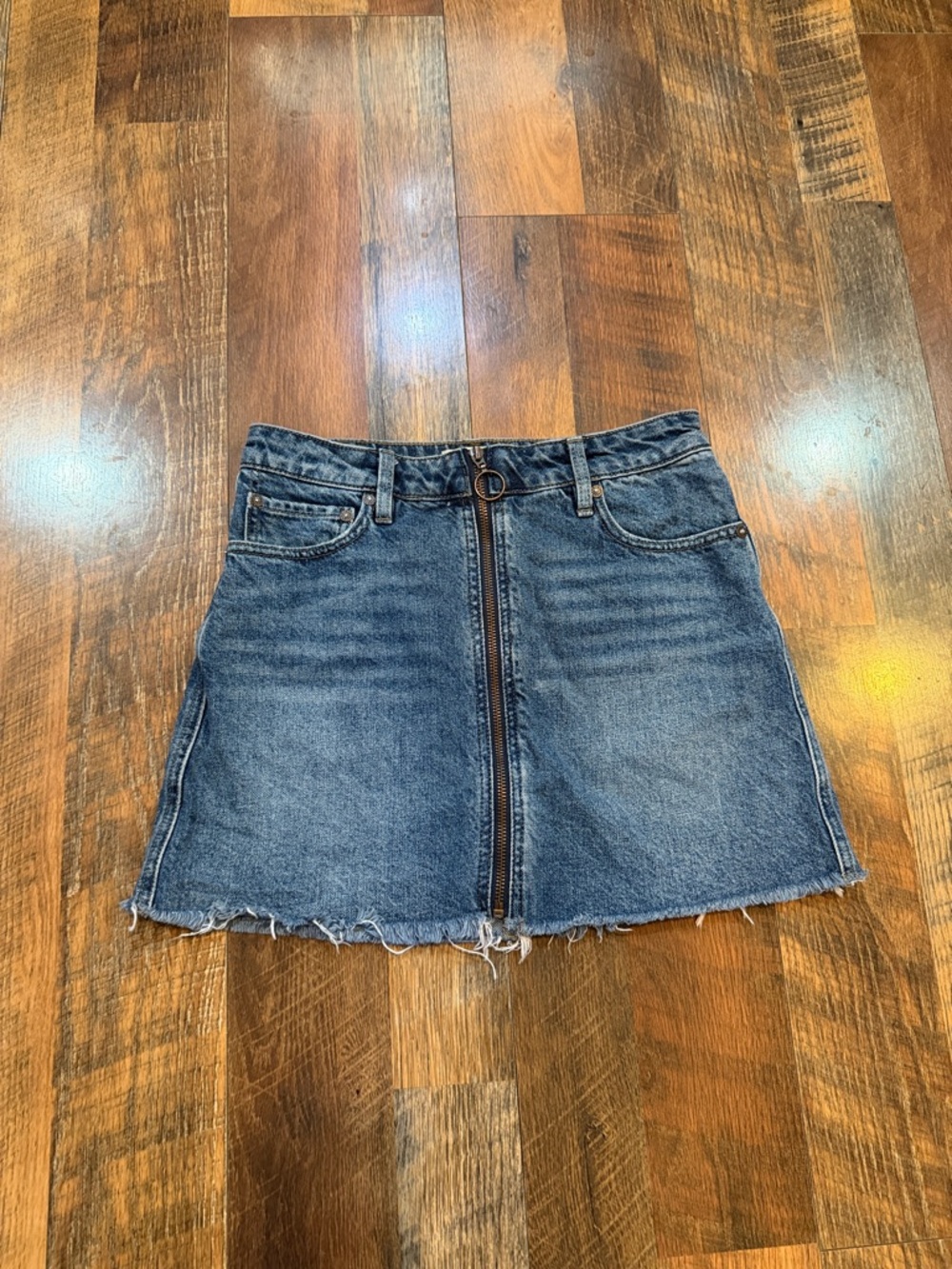 Denim A-Line Mini Skirt with Front Zip 26 (3045A)